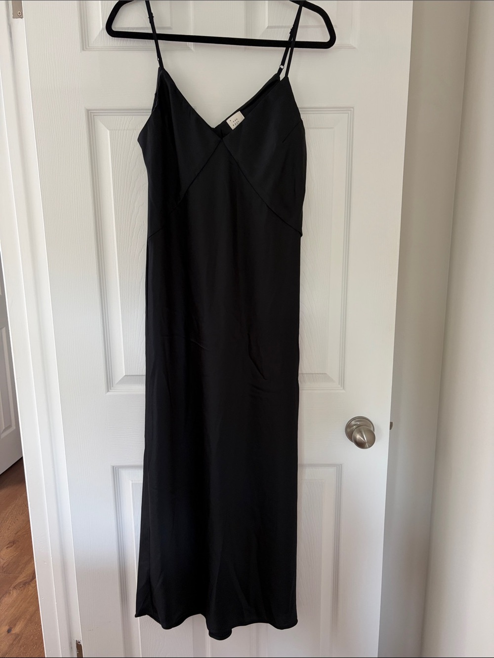 a new day Black Slip Midi Dress with Thin Spaghetti Straps